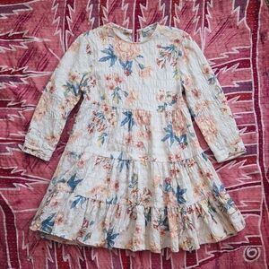 Zara Floral Casual Dress in Cream and Blue